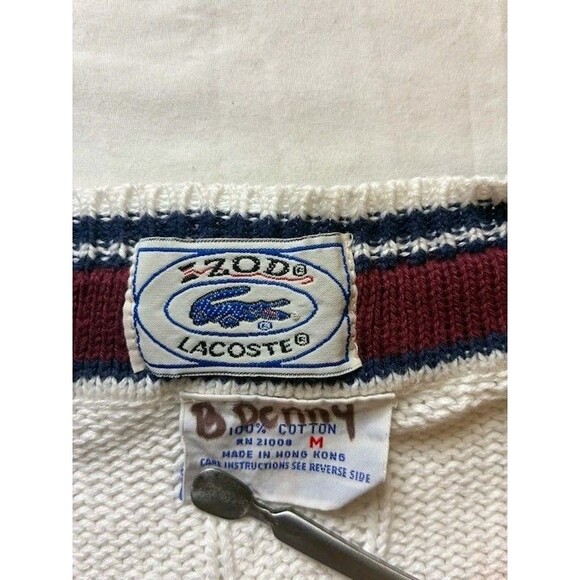 Vintage Izod Lacoste Sweater Vest Sz Medium Tennis Cable Knit - Picture 3 of 4
